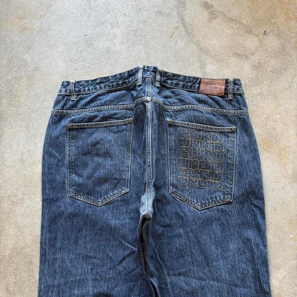 Baggy Ecko Unltd. Loose Wide Leg Denim Jeans Surf Summer Vintage Y2K 42x30 - Picture 2 of 7